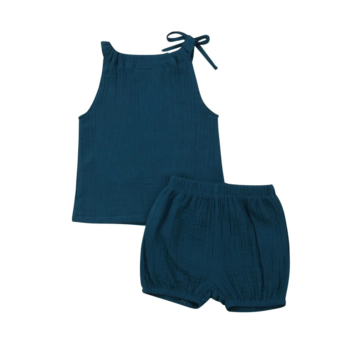 New 2PCS Toddler Baby Girls Ruffle Solid Vest Tops+Shorts Pants Outfits Summer Clothes Set | Мать и ребенок