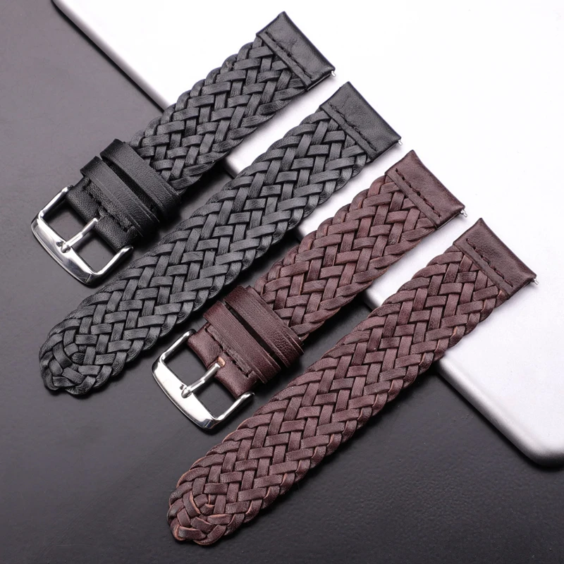 Ремешок из воловьей кожи для наручных часов модный плетеный браслет натуральной