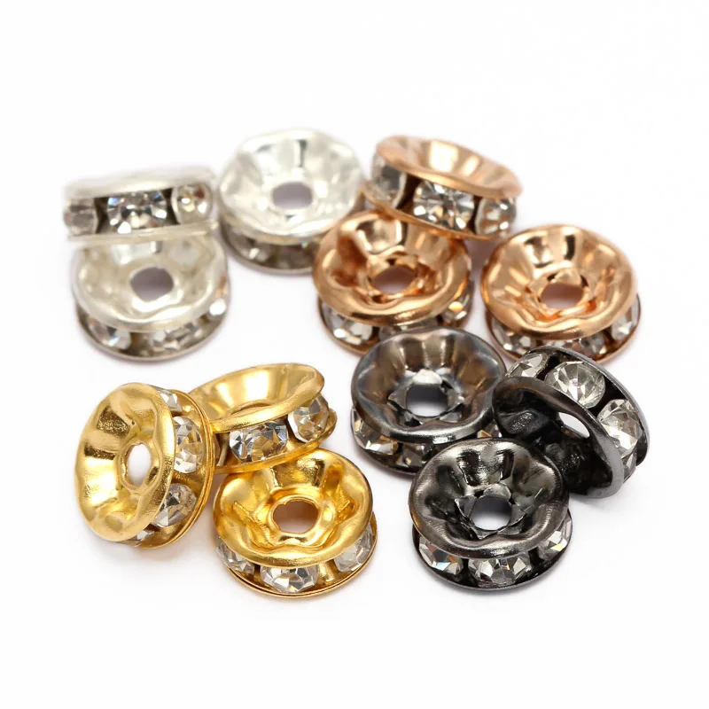 100 шт. позолоченные/темно черные/Посеребренные стразы круглые хрустальные бусины