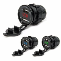 3 1a waterproof dual usb port car charger cigarette lighter socket plug led voltmeter mobile phone smart charging adapter