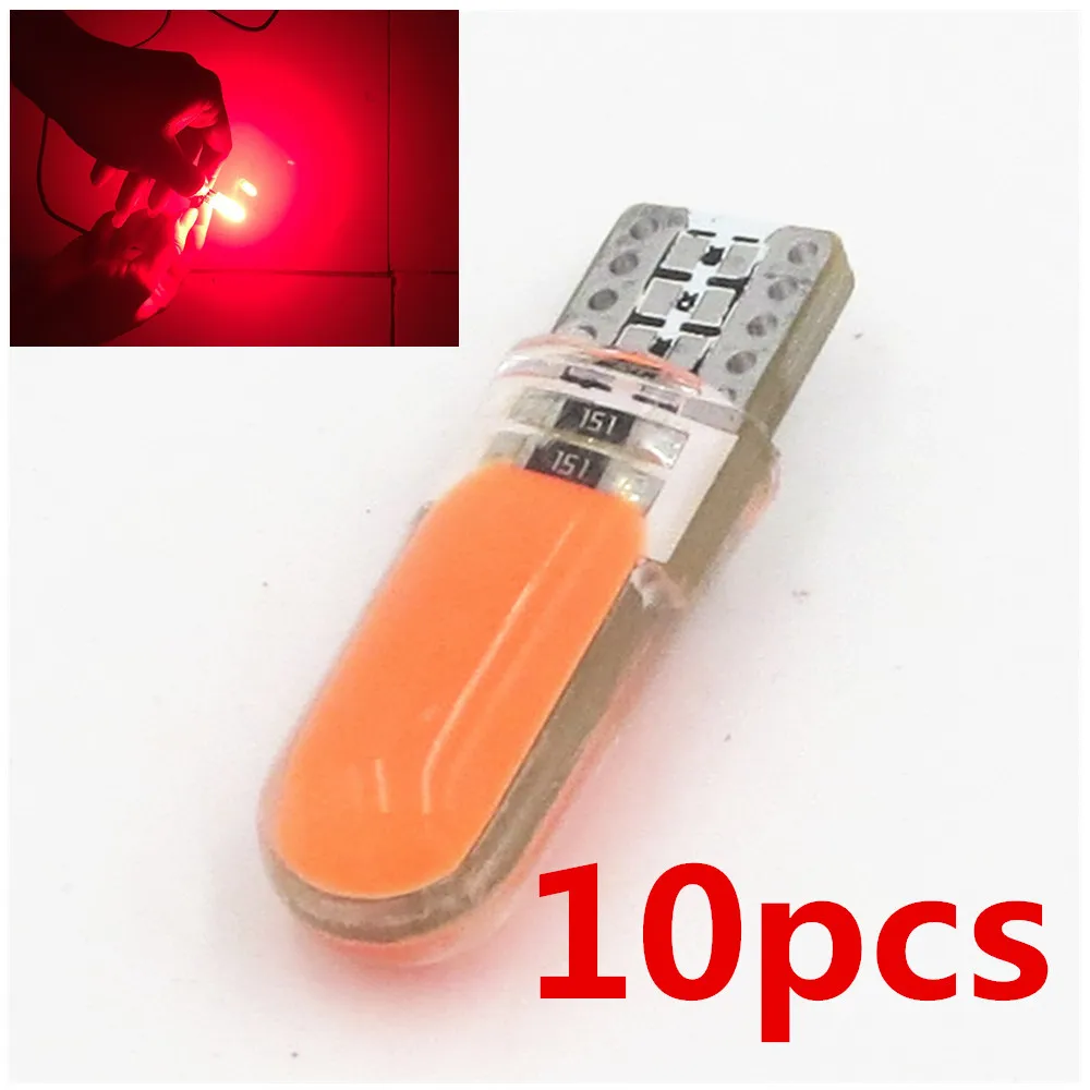 10x красный T10 W5W светодиодный светильник для салона автомобиля COB габаритный