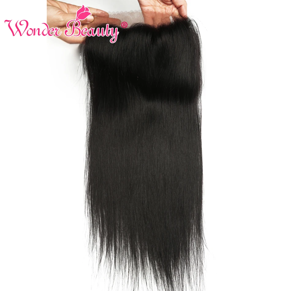Wonder Beauty перуанские волосы Remy прямые свободная часть кружевное лобное закрытие