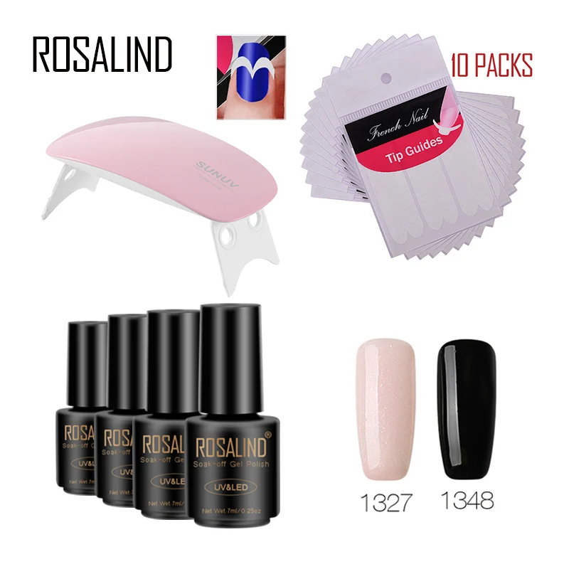 ROSALIND 7 мл * 4 гель для ногтей + 10 шт. французский SUNmini2P гель-лаки художественный