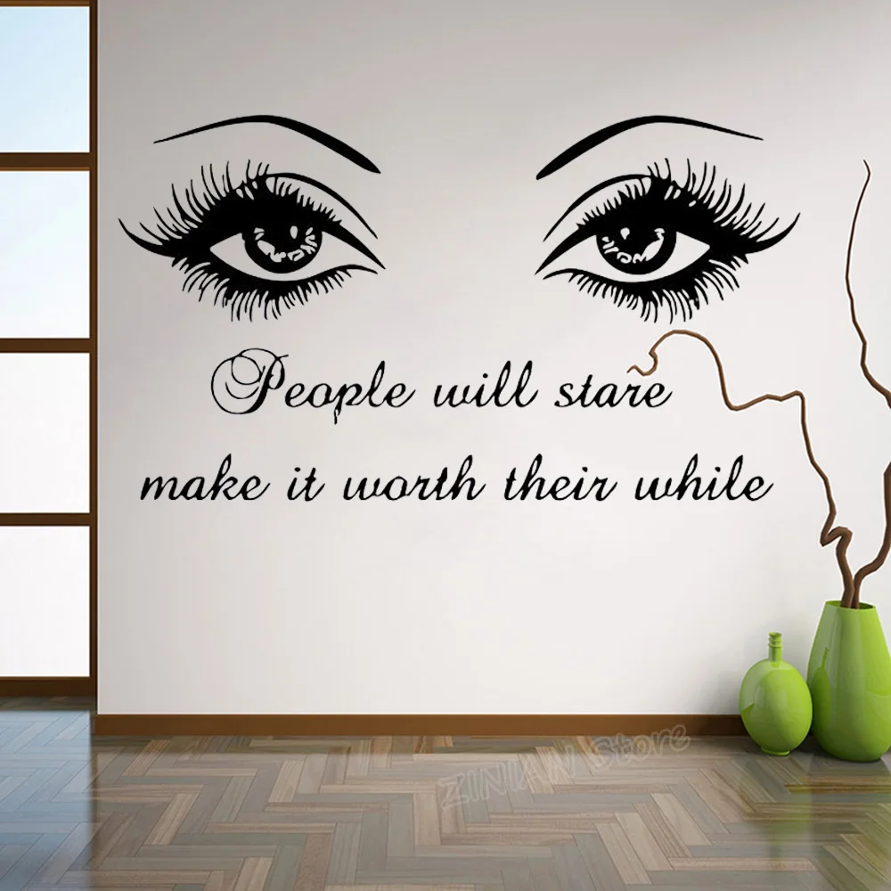 

Black Eye Eyelashes Vinyl Stickers Lashes Eyebrows Brows Beauty Salon Wall Sticker Quote Girl Room Home Decor Poster Murals Z849