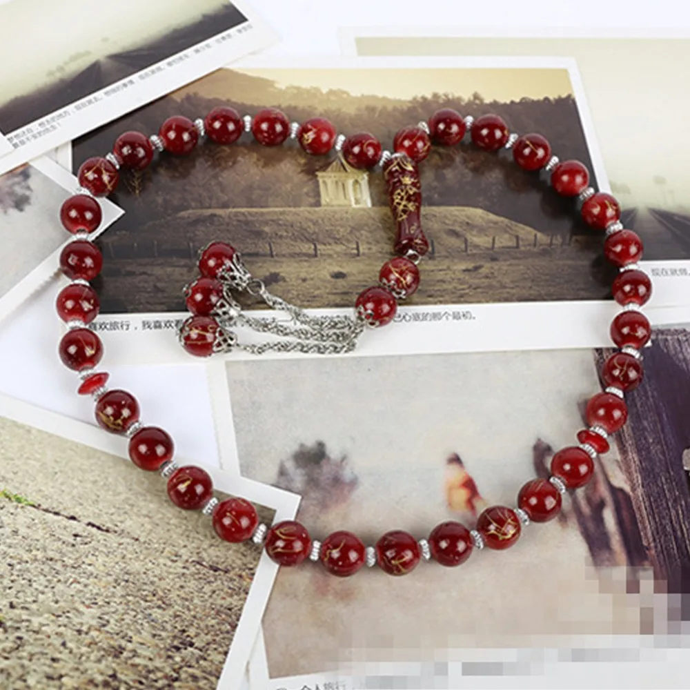 33 посеребренные бусины и Писания стеклянные Исламская мусульманская молитва Tasbih