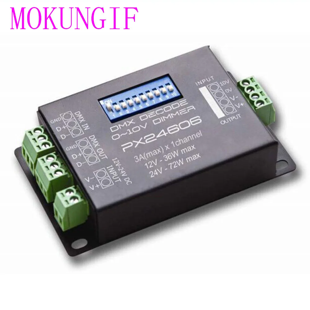 Светодиодный контроллер PX24606 DMX 512 декодер 9A усилитель 12 в 24 В для 5050 3528 одиночной