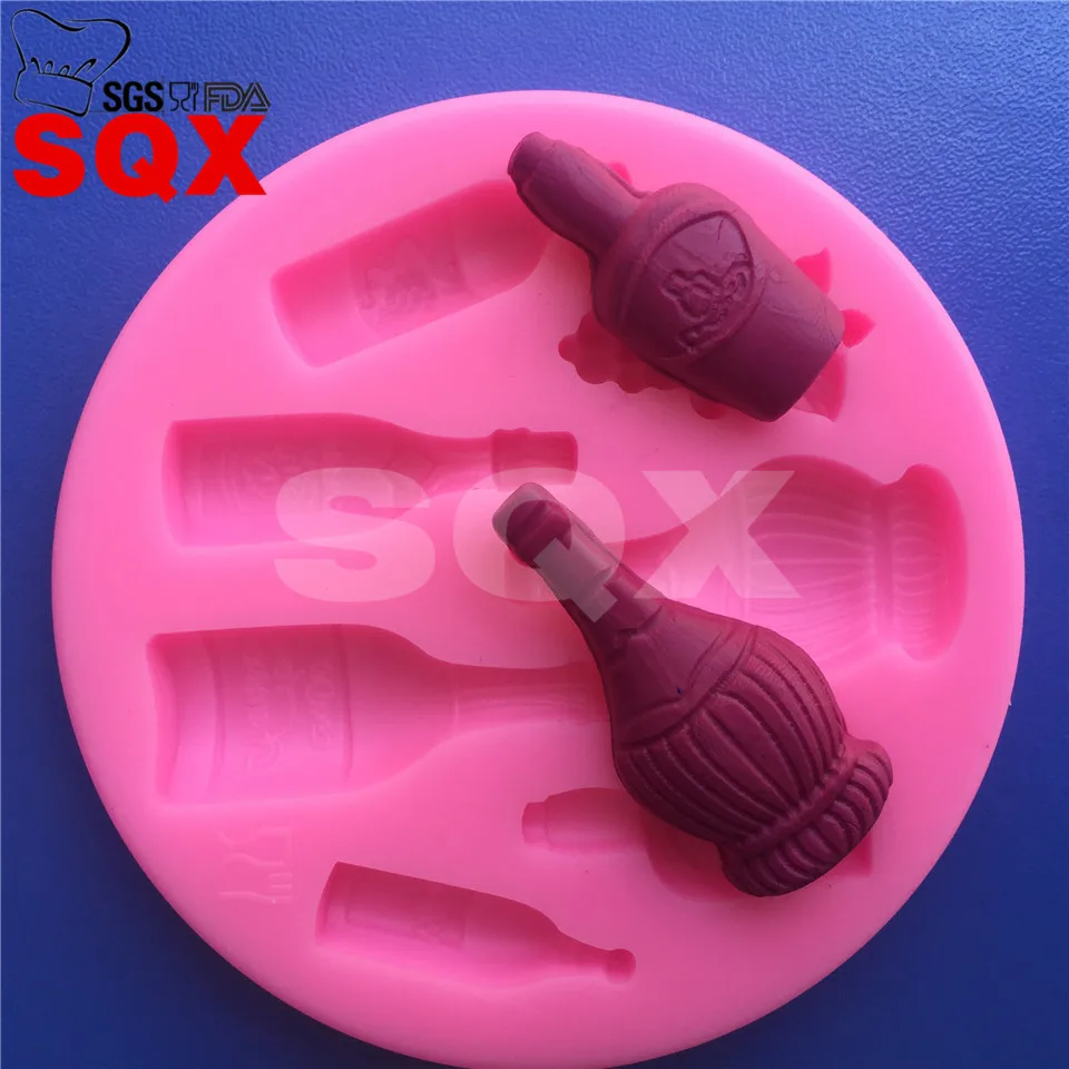

Силиконовая форма в форме бутылки, форма для помадки, флакона, для печенья, форма для шоколада выпечки, инструмент для украшения торта MR83