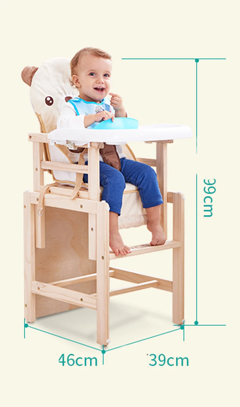 Soild Wood Baby Kids Feeding Chair Seat Multi-function Adjustable Baby Eating Dining Table Chair Seating Baby Chair For Feeding