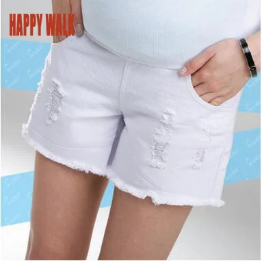Летние Новые повседневные джинсовые шорты для беременных женщин белые джинсы