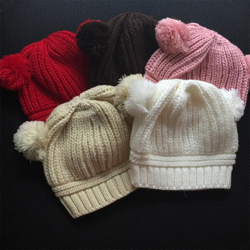 Остии детская вязаная шапочка Вязание для мальчиков и девочек с двойным