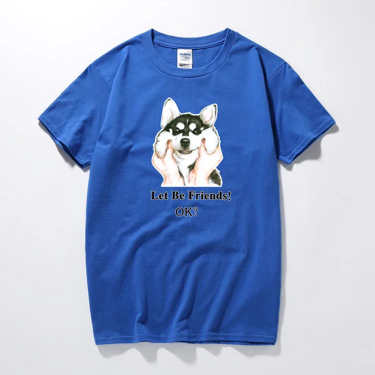 Men's Funny Siberian Husky T shirt Summer Doge Cotton Tee Shirt Homme Men and Women Harajuku Dog Brand Clothing | Мужская одежда