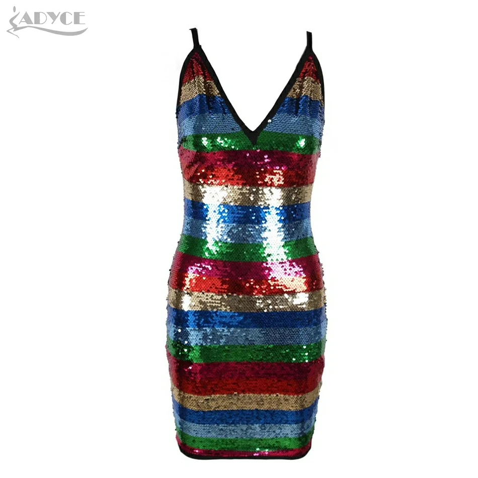 Adyce новые летние вечерние платья знаменитостей женские Vestidos 2019 Мини с блестками