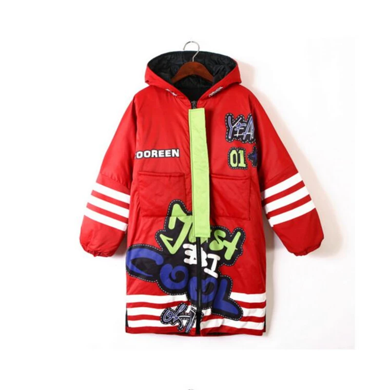Женская зимняя куртка с принтом в стиле Харадзюку парка оригинальным дизайном