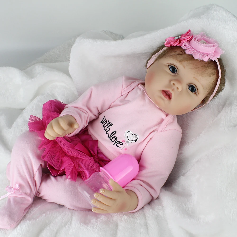 NPKDOLL 55 см кукла для девочки мягкая силиконовая новорожденных с соской роскошные