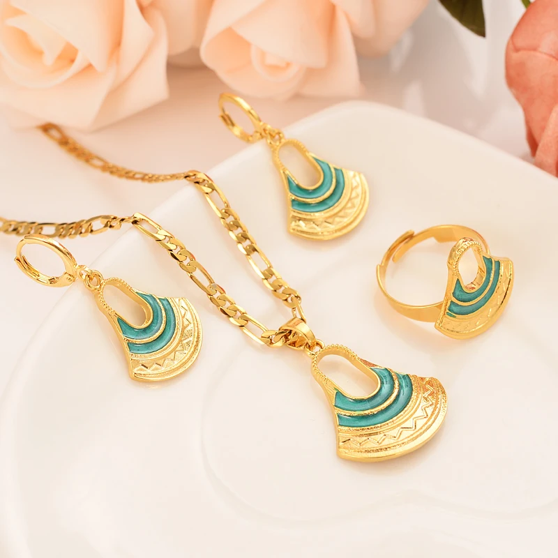 Золотистый зеленый топор тотем форма валюты Женский/женский костюм ожерелье