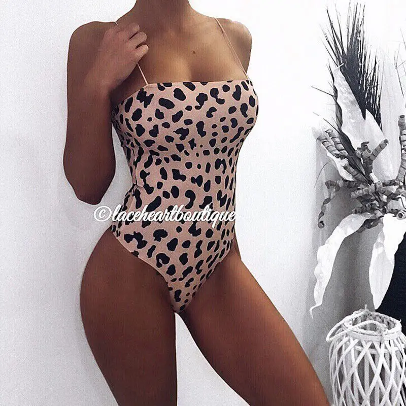 Сексуальный женский леопардовый облегающий слитный купальник пляжная одежда