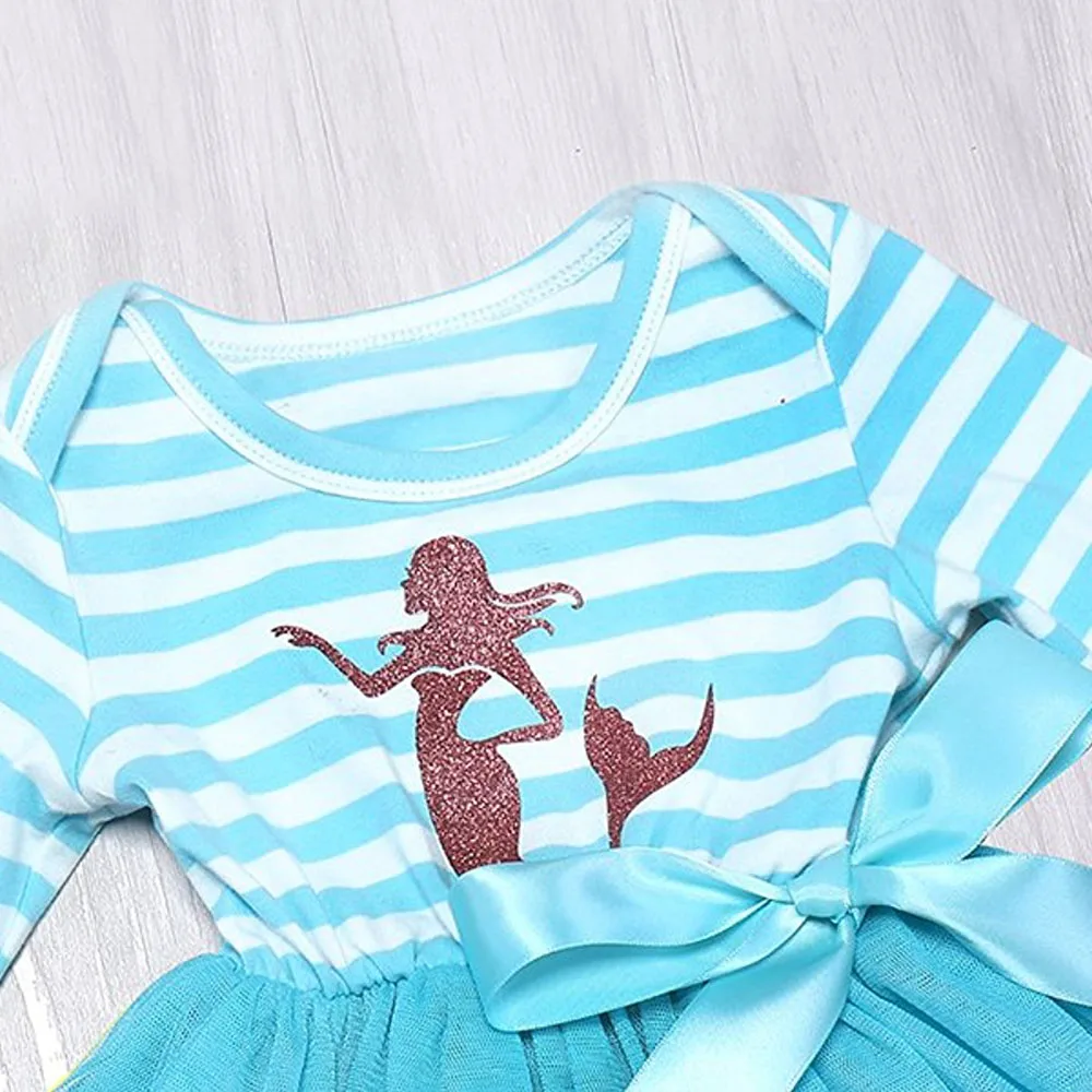 2018 милые детские одежда для малышей девочек синий с длинным рукавом из хлопка в