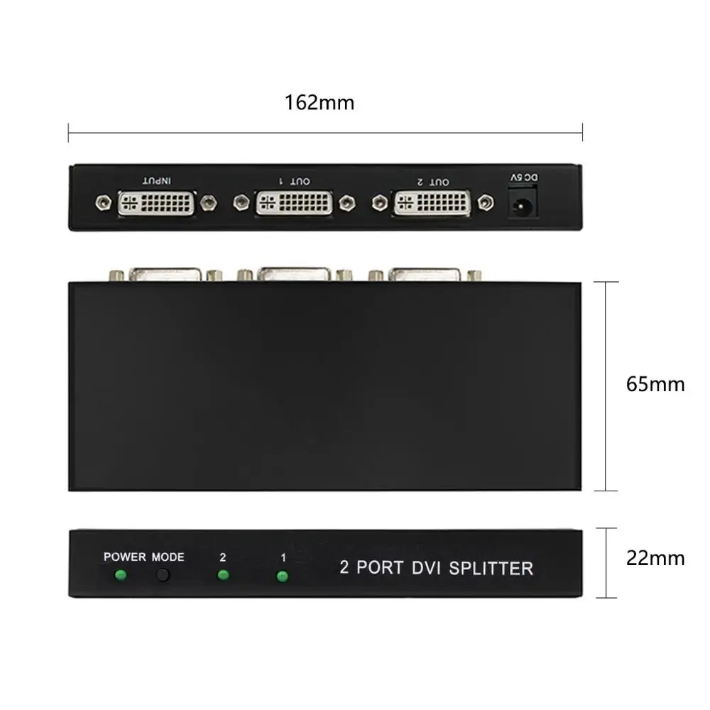 Сплиттер DVI 1X2 дистрибьютор 1 в 2 выход UHD FHD 1080P для монитора проектора компьютерной