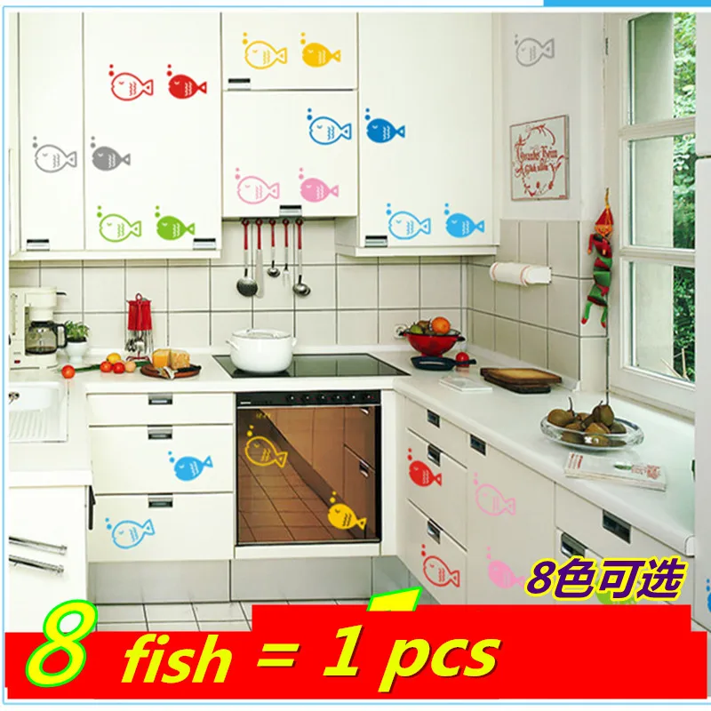 8 шт. наклейки на стену в виде рыбок|cartoon wall stickers|wall stickerwall sticker world |