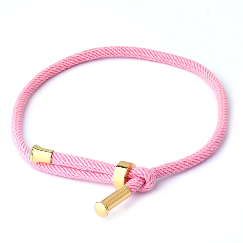 Pink Тренд, красная веревка для рук, браслет для пары, золотой, медный, черный, Миланский канат, красная веревка, регулируемый браслет для мужчин и женщин, изготовление ювелирных изделий красная нить - Цвет: Pink