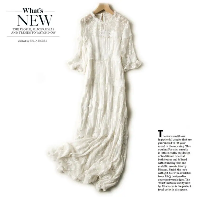 Шелковые платья для женщин из натурального шелка с длинной вышивкой летнее