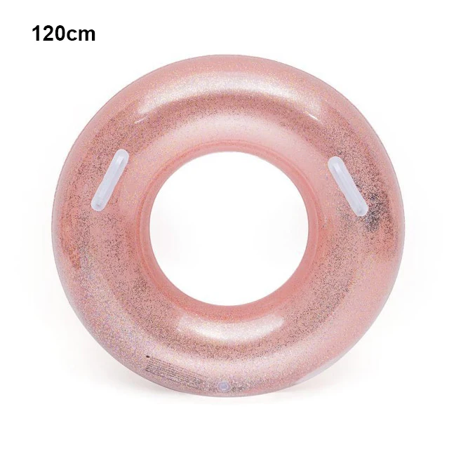ros pink handle120cm 120 см надувной бассейн плавает для взрослых пляж конфеты голографическое блестящее кольцо для плавания Rafts бассейн шезлонг розовое золото гигантский Floaties - Цвет: ros pink handle120cm