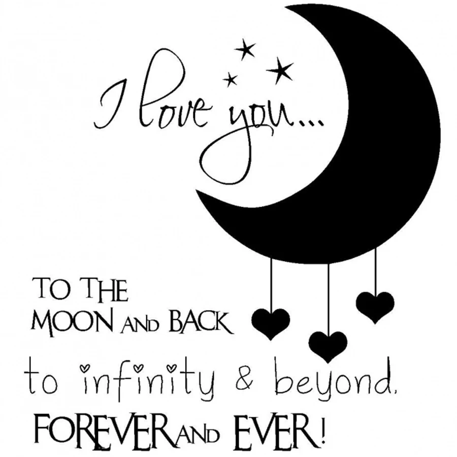 Виниловые наклейки на стену для детской спальни с надписью I Love You To The Moon And Back