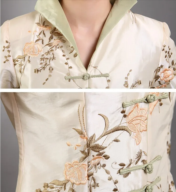 Ярко розовая традиционная китайская женская шелковая атласная куртка с вышивкой