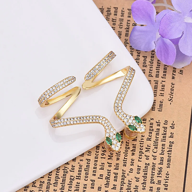 Женские винтажные серьги клипсы с цирконием золотого цвета для вечеринок 2019