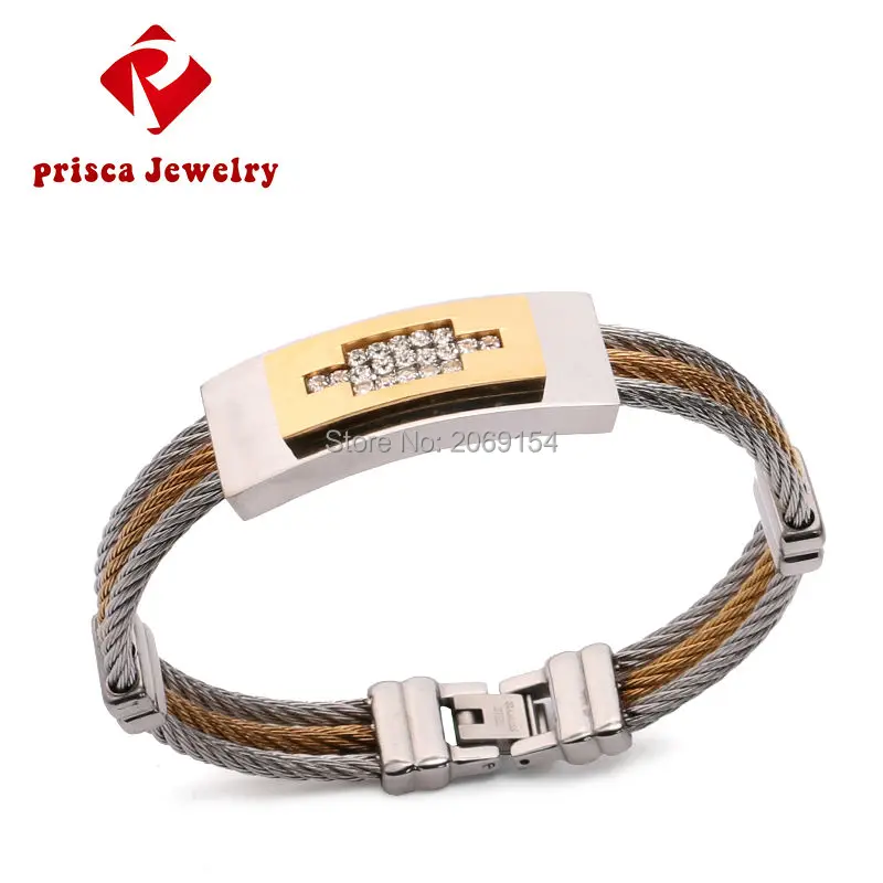 Мужчины Браслет Золотые Украшения 2017 Моды Шарм Серебряный Провода Мужской