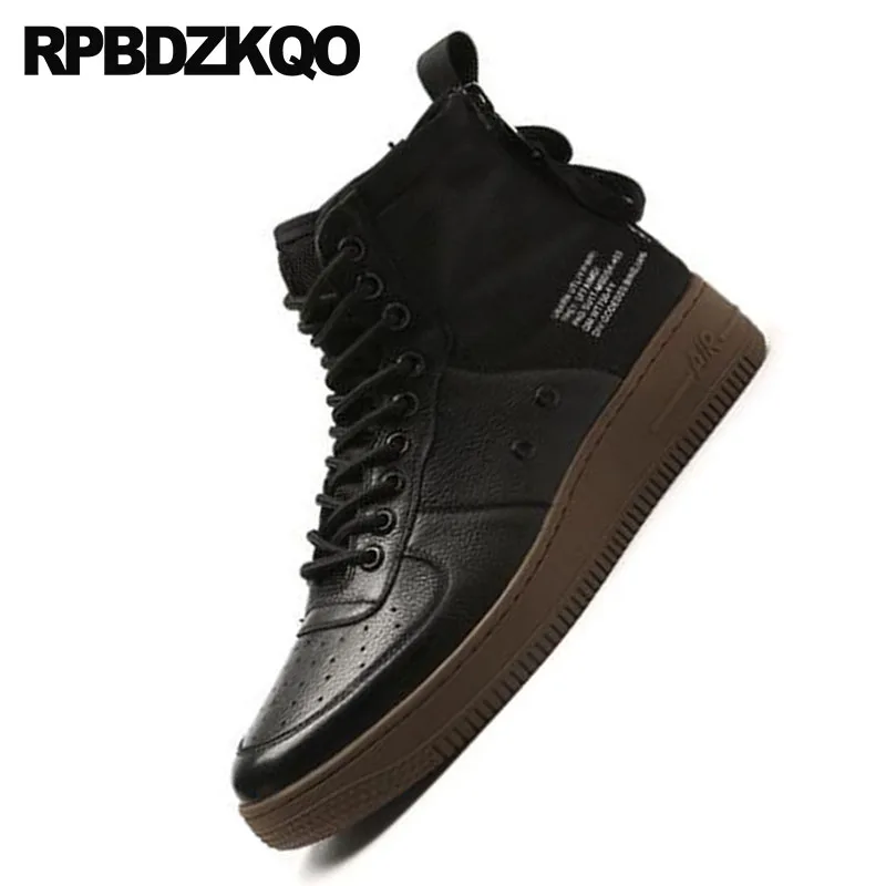 Сетчатые кроссовки на высокой платформе обувь толстой подошве роскошные черные