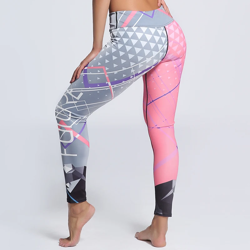 Прохладный Dazzle! Разноцветные леггинсы, женские тренировочные штаны, модные, треугольные, с буквенным принтом, в полоску, тонкие леггинсы размера плюс S-3XL, Прямая поставка