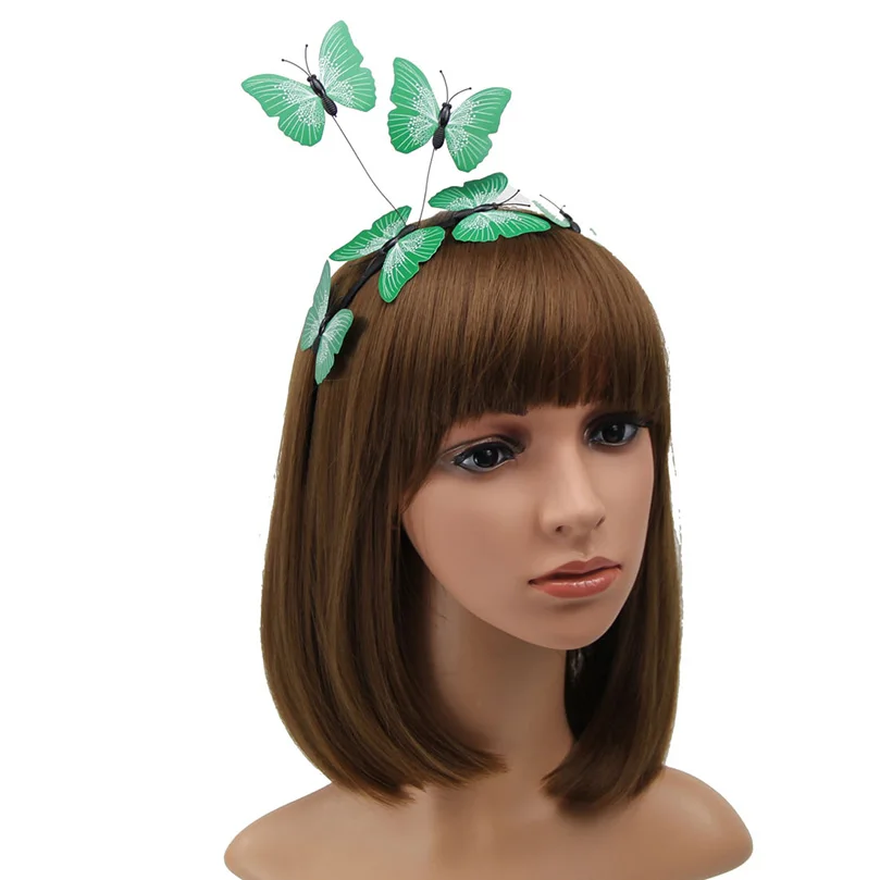 Green AWAYTR, новинка весны, Бабочка, корона, свадебный цветок, корона для женщин, повязка на голову, праздничный головной убор, изысканные свадебные аксессуары для волос - Цвет: Green