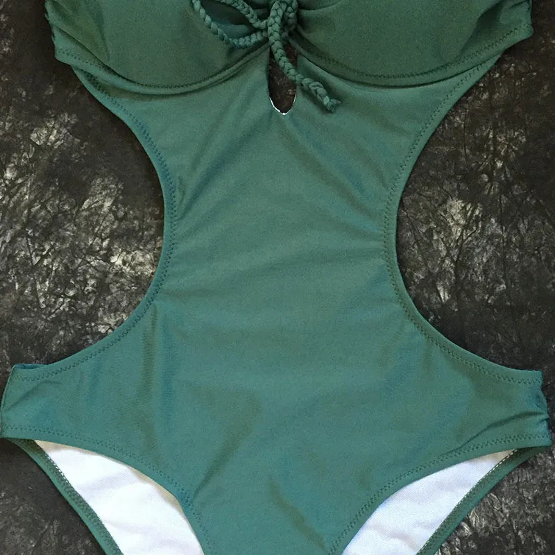 2019 зеленый купальник женский слитный Монокини сексуальный с пуш-ап Мягкий лямкой