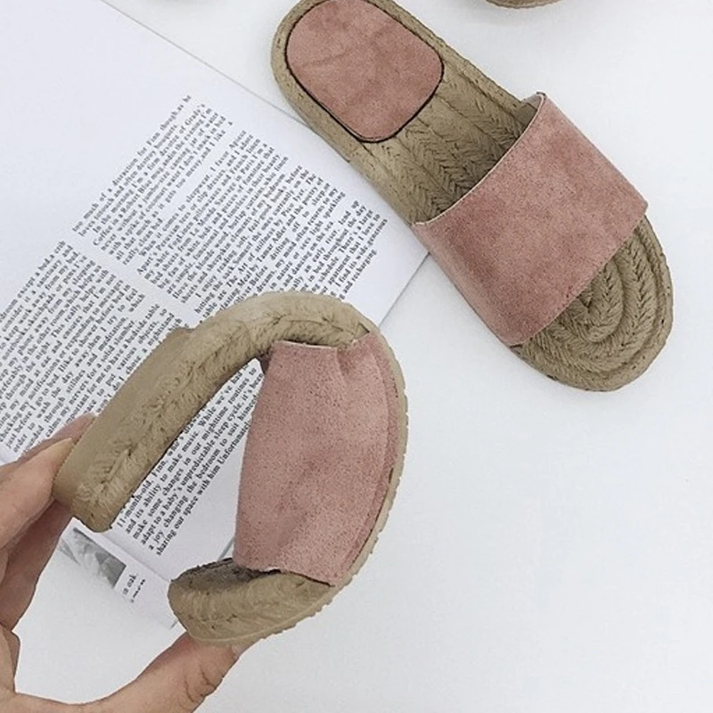 Женские летние уличные тапочки из флока Удобные однотонные женские шлепанцы на