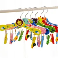 28cm Baby Hangers for Clothes Wooden Animal Cartoon Children Kids Slip-resistant Clothing Rack Closet Garment Organizer ZA3457