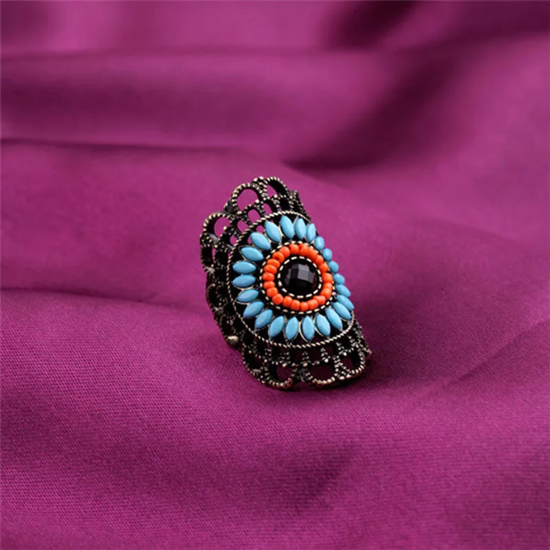 

Europe and the United States fashion retro Bohemia national wind pierced flower ring FANGY17080803