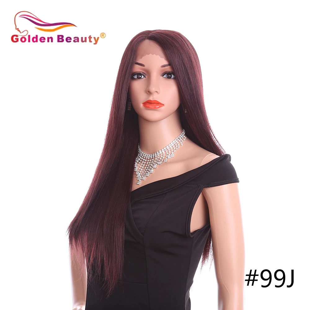 Ombre Glueless парики на кружеве 2 тона цвет боковая часть длинные Натуральные Прямые теплообменные синтетические волосы золотой красоты