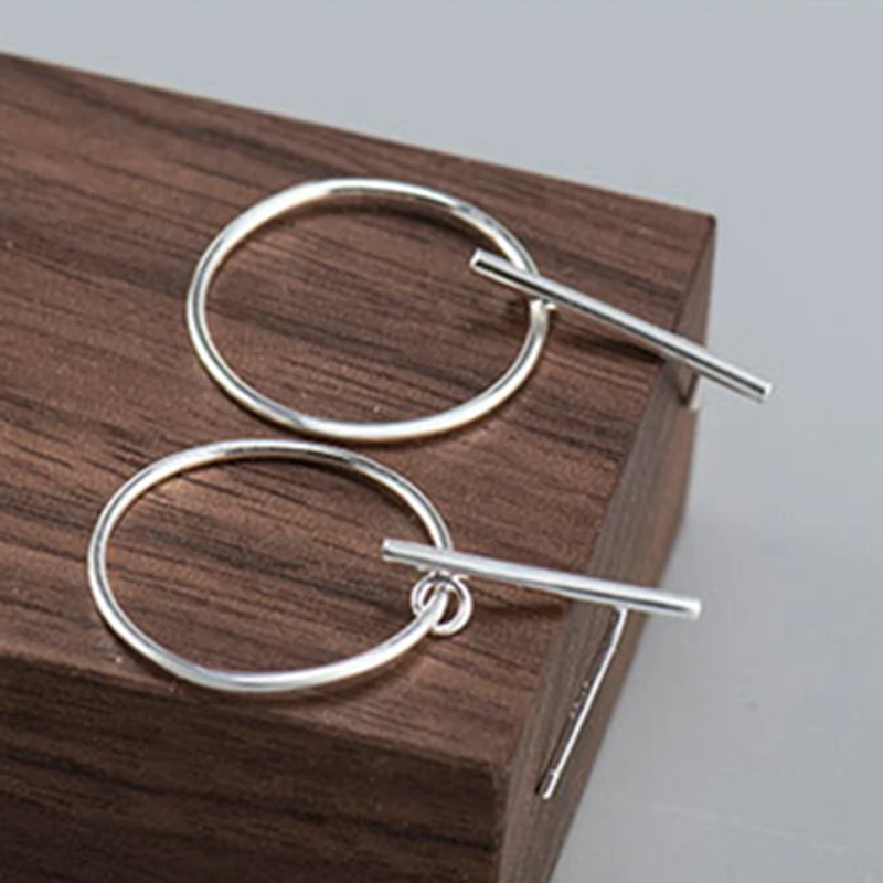 Простые Стильные круглые серьги для женщин Bijoux 925 стерлингового серебра иглы