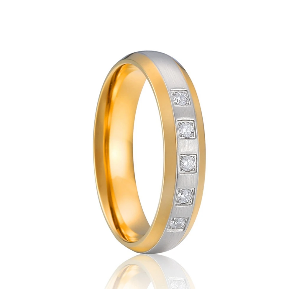 Anel superb value and service titanium steel jewelry factory gold color promise wedding rings for women | Украшения и аксессуары