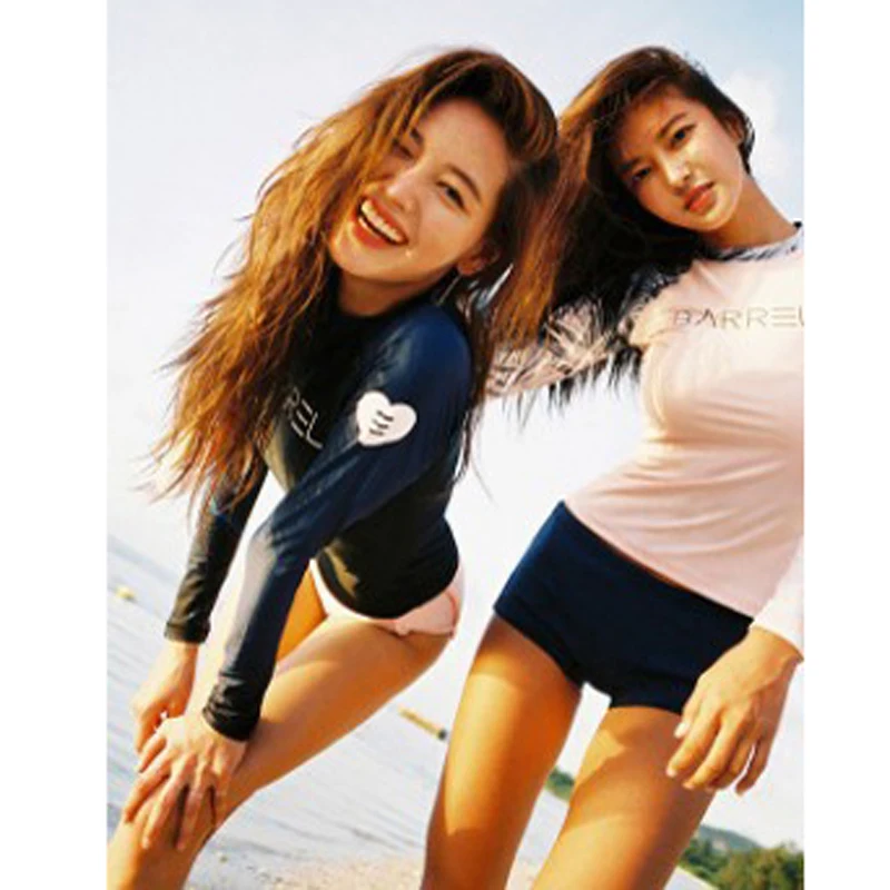 

Женская рубашка с длинными рукавами и шорты, комплект из 2 предметов, цветной блок, принт, танкини, купальник для серфинга, подводного плаван...