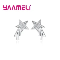 stud earrings luxury delicate crystal cz 925 sterling silver ear brincos for women female wedding party accessories