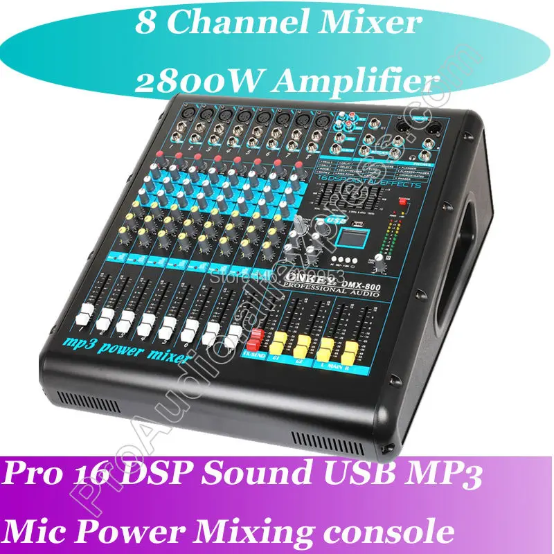 

Pro 2800W High Power Amplifier + 8 Channel Mixing Console Mixer In one function - A Perfect stage studio solution