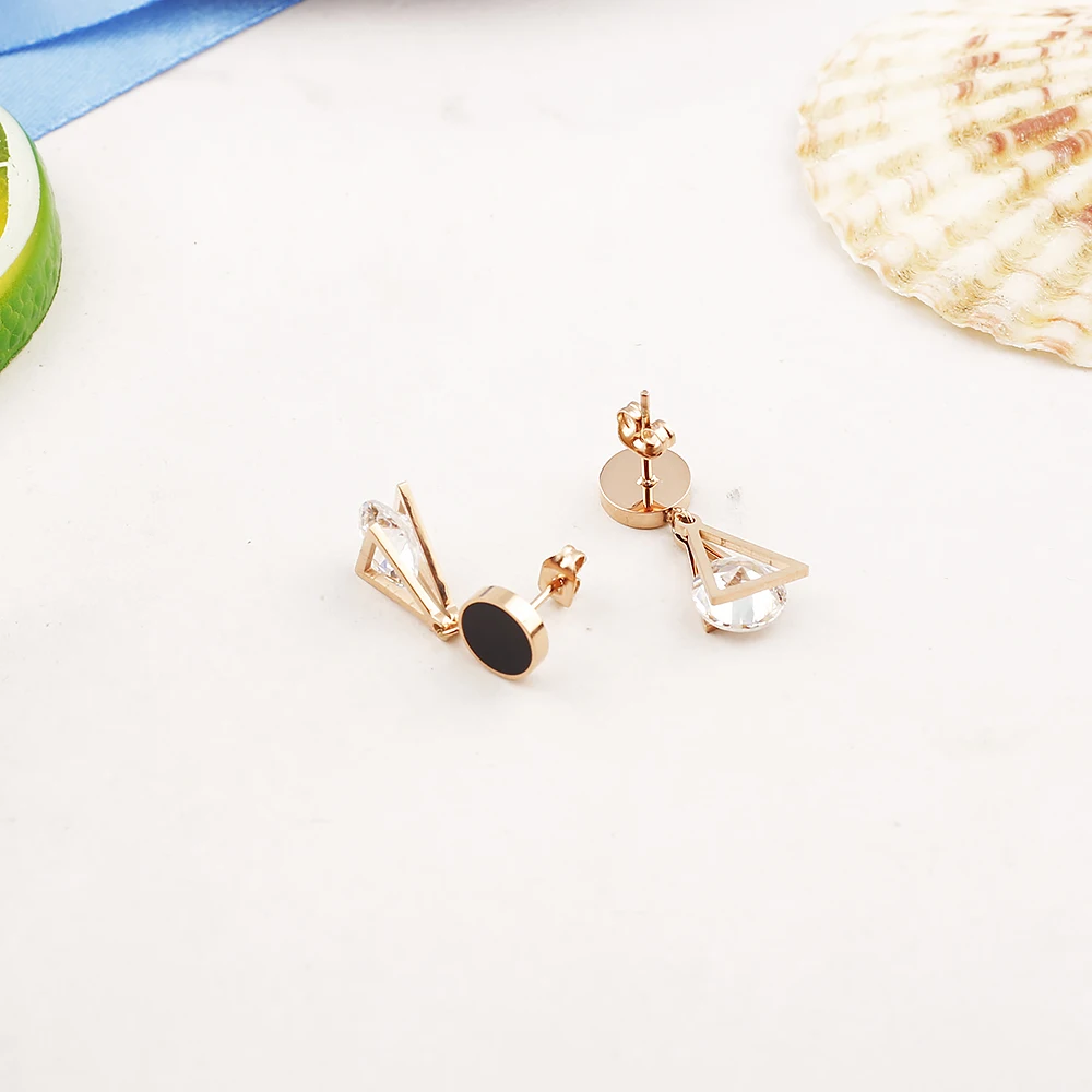

small gift gold earrings stainless steel earrings for women punk style for girls marble jewelry nickel free earrings triangle