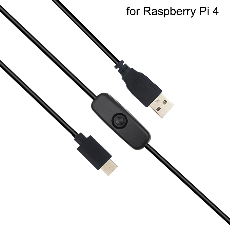 Зарядный кабель 3A Raspberry Pi 4 1 м USB Type C с кнопкой вкл./выкл. для телефонов Android