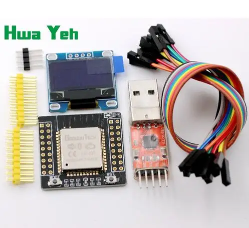 ESP32F suite ESP-32F module + плата адаптера ESP32 модуль CP2102 OLED 0 96 дюйма желто-синий 20 см Dupont line