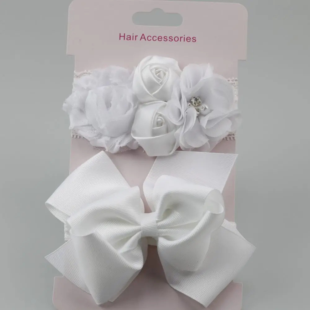 on sale 2pcs 2018 New Rose Lace hair band elastic double Bow flower Headband cute girls headwear children accessories | Аксессуары для