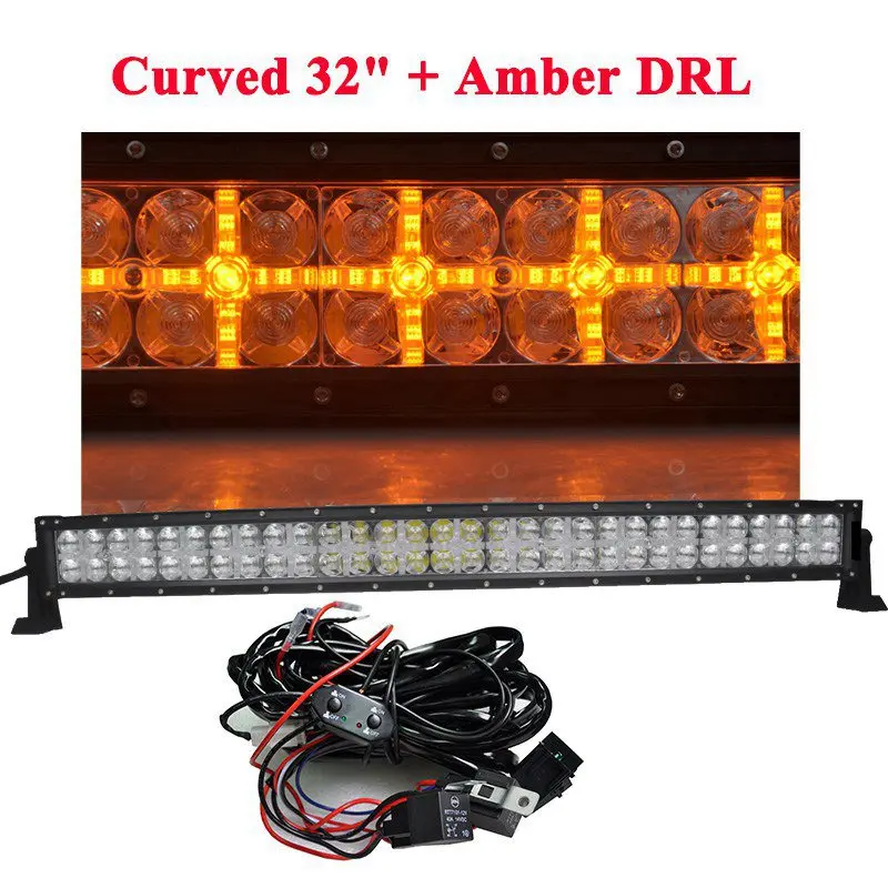 300W Amber(Wire Kit) CREK 7D 22 32 42 5" изогнутый внедорожный светодиодный рабочий светильник, 2 режима ATV 4x4 4WD светодиодный светильник для Jeep 4WD 4x4 внедорожный внедорожник ATV грузовик - Цвет: 300W Amber(Wire Kit)