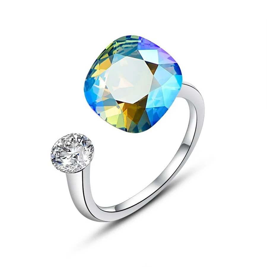 360 Новые цветные открытые кольца с кристаллами SWAROVSKI для женщин, модное элегантное кольцо для свадебной вечеринки, ювелирные аксессуары, подарок для мамы и девочки - Цвет основного камня: 360