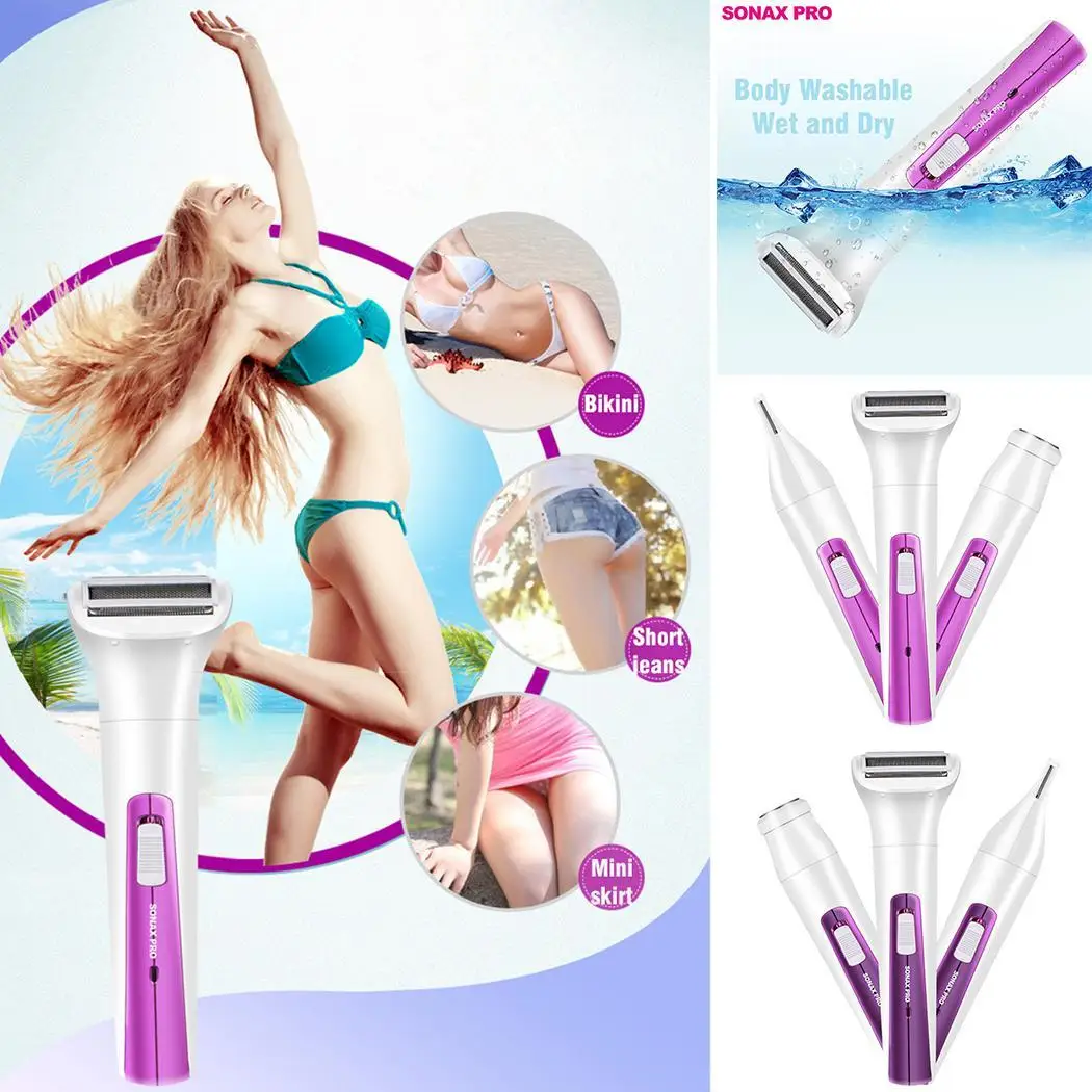 Женская электрическая бритва портативная 3 в 1 Бытовая безболезненная Бритва для